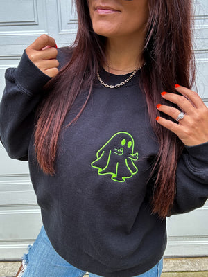 Middle Finger Ghost Embroidered Sweatshirt