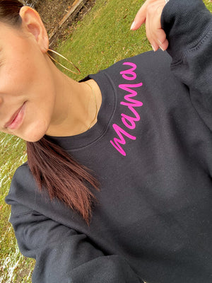 Mama Neck Print Sweatshirt